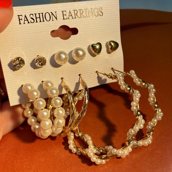 Set of Faux Pearl Earrings - Picture 3 of 3